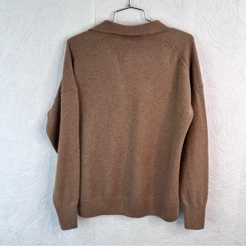 Quince Women's Mongolian Cashmere Polo Camel Sweater Size Medium - Picture 9 of 11